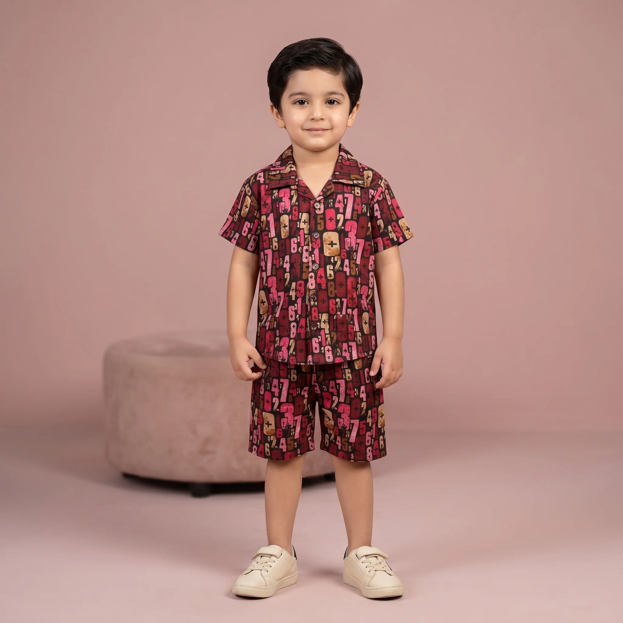 Boys' Numeric Print Shirt & Shorts Set