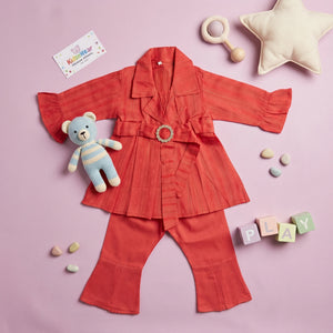 Girls' Belted Tunic & Bell-Bottom Set