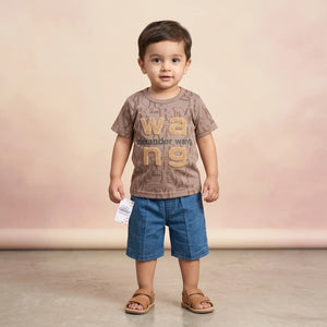 Boys' Monogram Graphic Tee & Denim Shorts Set