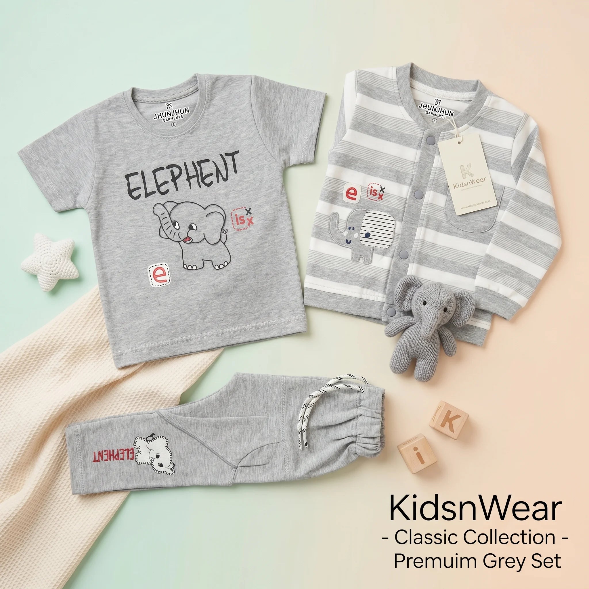 Boys' Elephant 3-Piece Cardigan Set