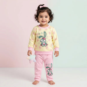 Girls' Cute Bunny Character Sweatshirt and Joggers Set