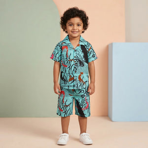 Boys' Abstract Print Shirt & Shorts Set