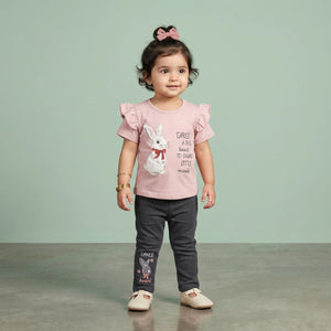 Girls' Bunny Top & Leggings Set