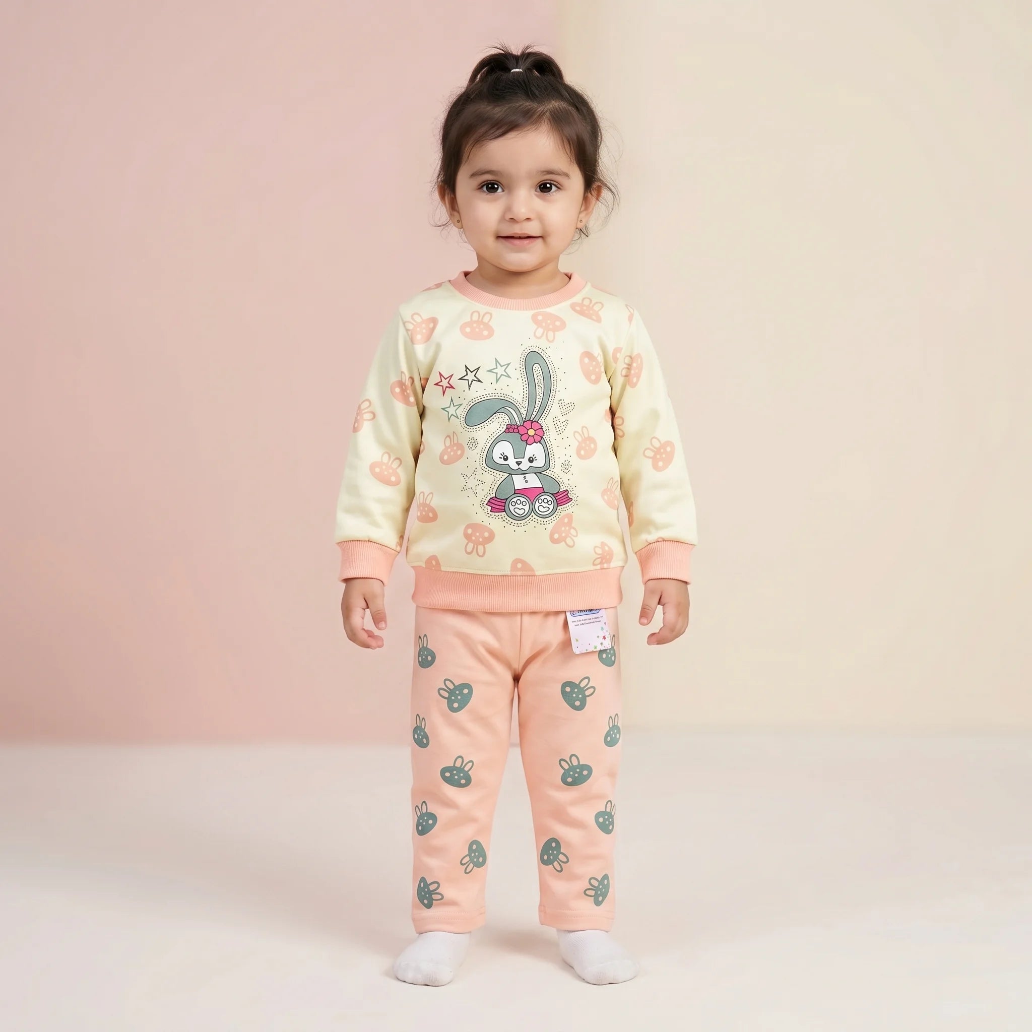 Girls' Cute Bunny Character Sweatshirt and Joggers Set