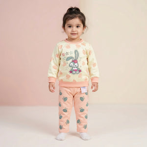 Girls' Cute Bunny Character Sweatshirt and Joggers Set