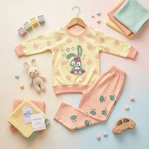 Girls' Cute Bunny Character Sweatshirt and Joggers Set