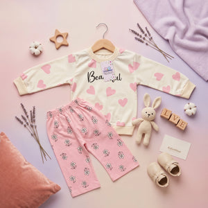 Girls' Beautiful Heart Tee & Floral Trousers Set