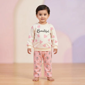 Girls' Beautiful Heart Tee & Floral Trousers Set