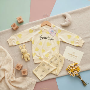 Girls' Beautiful Heart Tee & Floral Trousers Set