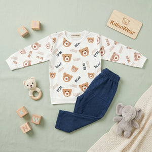 Girls' Bear Sweatshirt & Ribbed Jogger Set