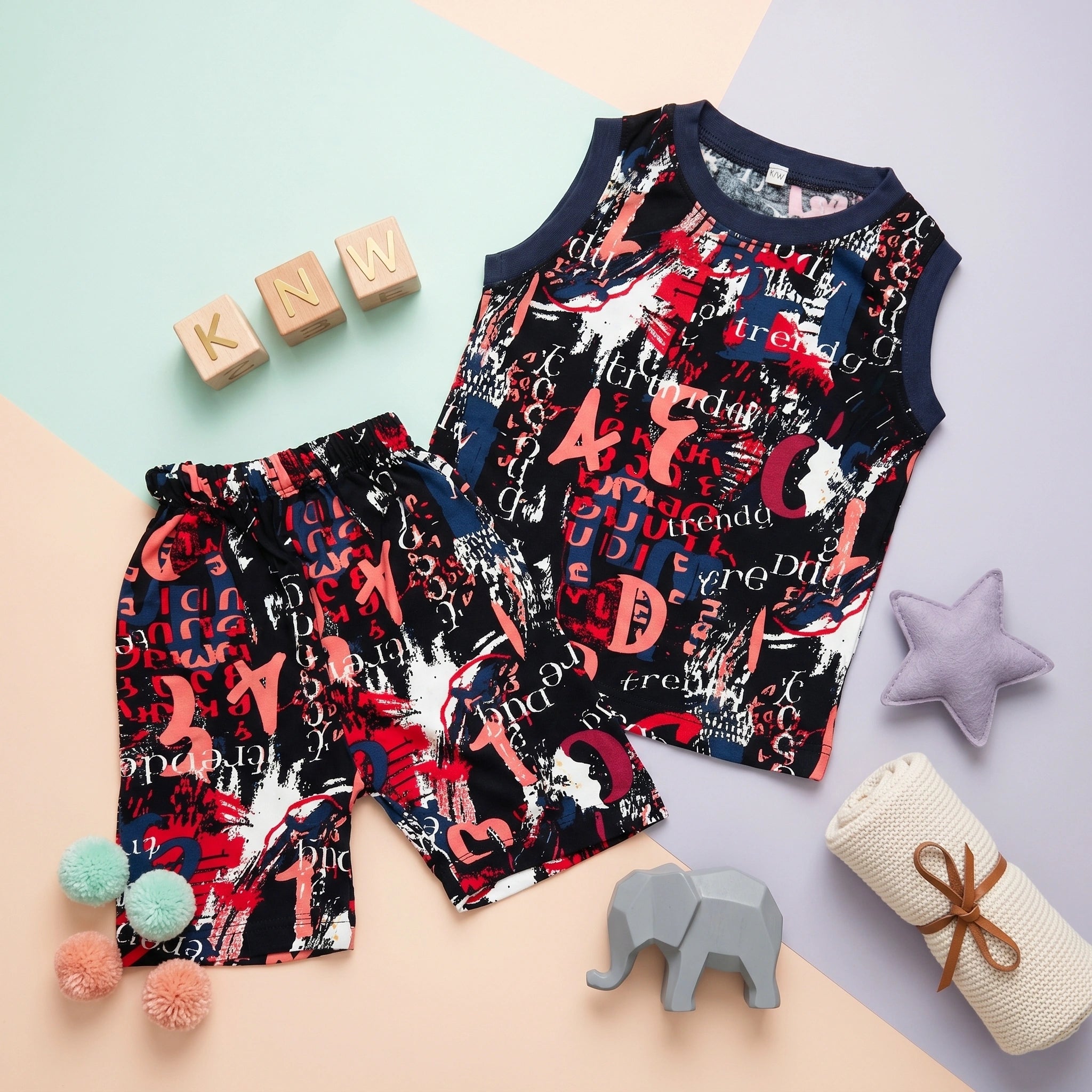 Boys' Sleeveless Designer Summer Set