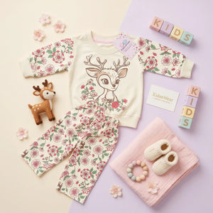 Girls' Deer Sweatshirt & Trousers Set