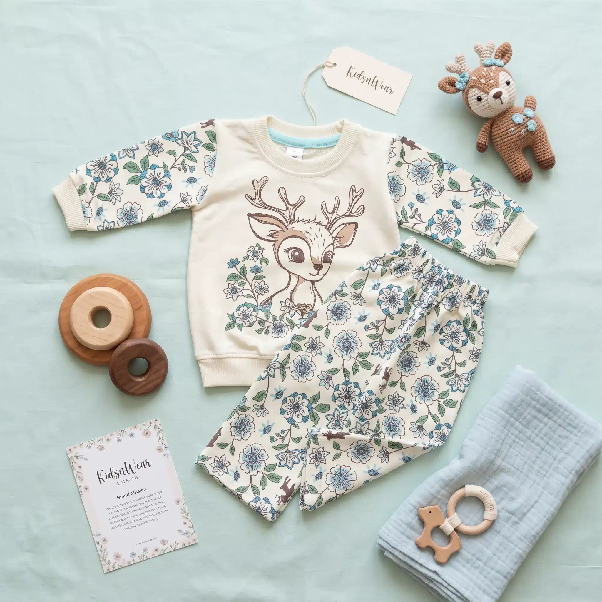 Girls' Deer Sweatshirt & Trousers Set