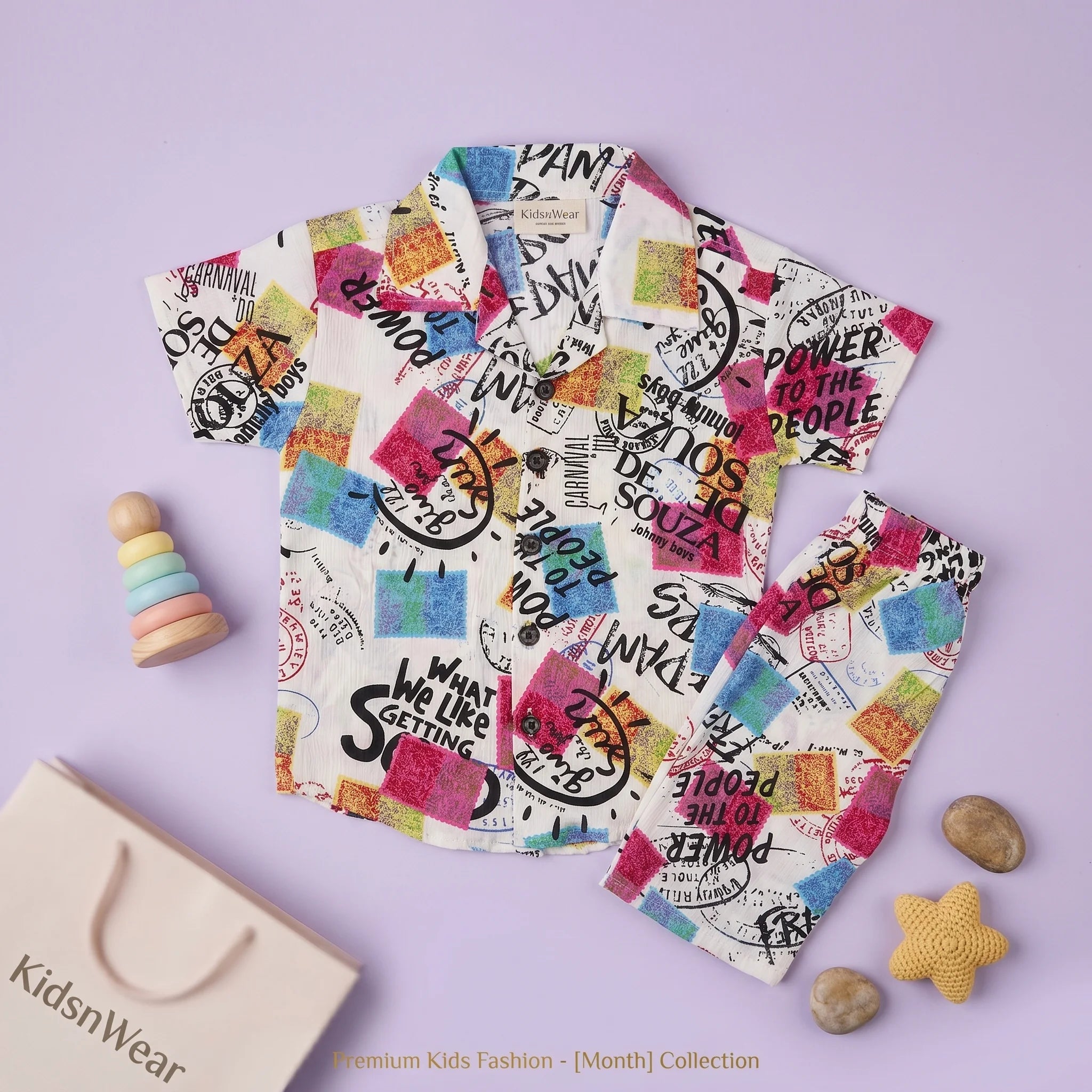 Boys' Pop-Art Shirt & Shorts Set