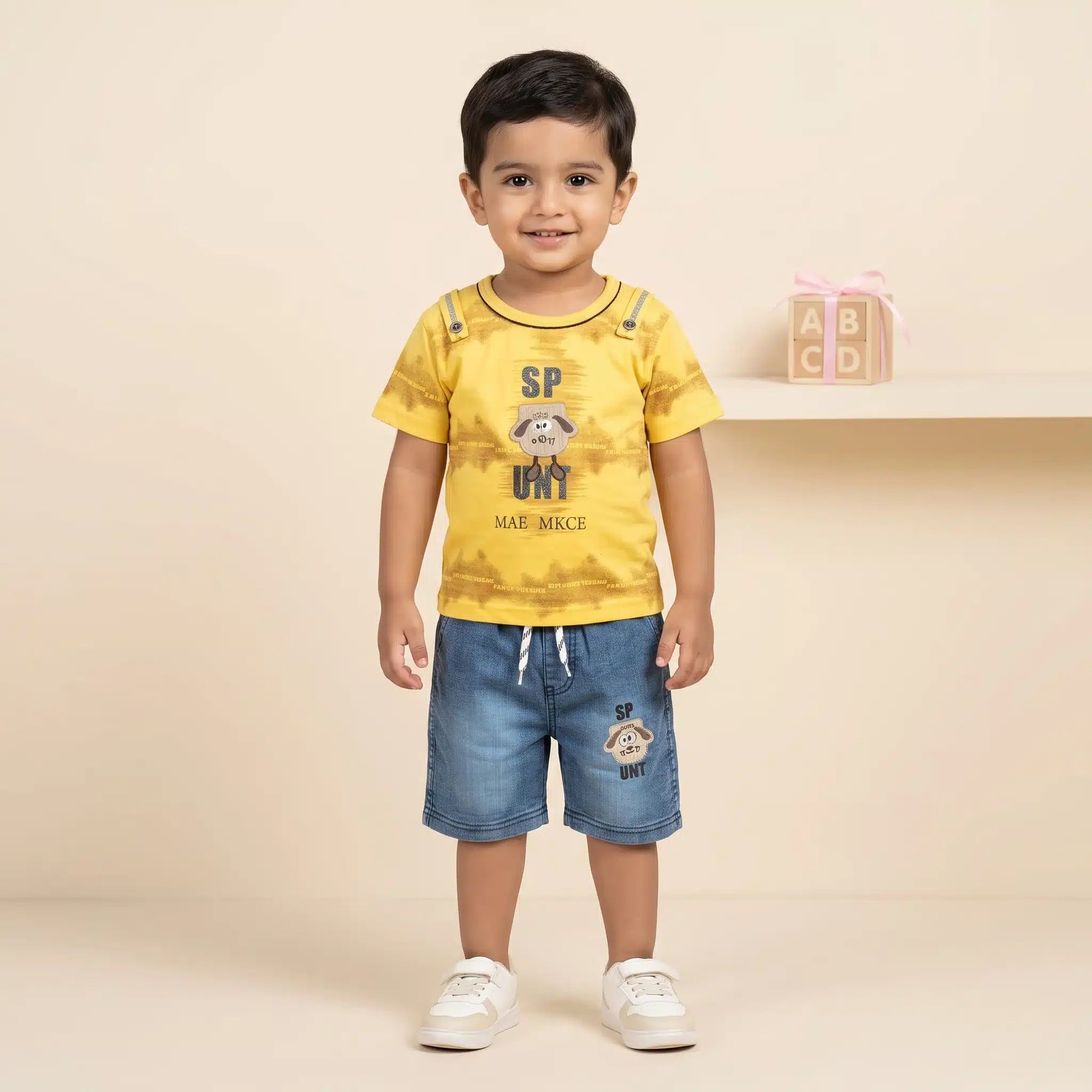 Boys' Tie-Dye Tee & Denim Shorts Set