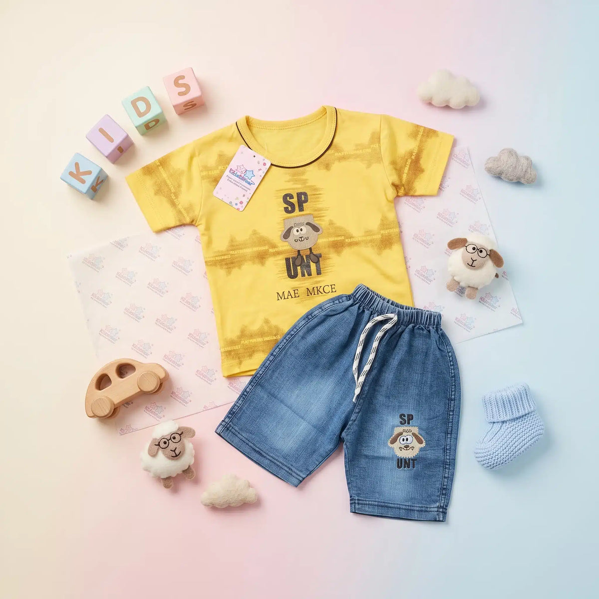 Boys' Tie-Dye Tee & Denim Shorts Set