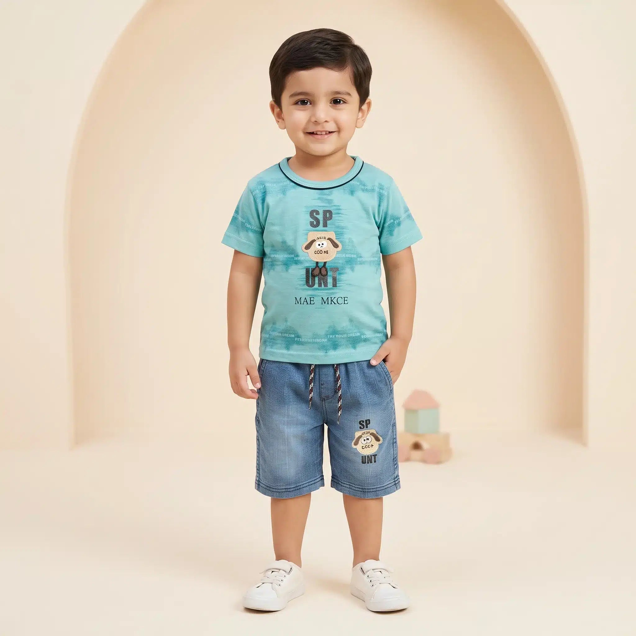 Boys' Tie-Dye Tee & Denim Shorts Set