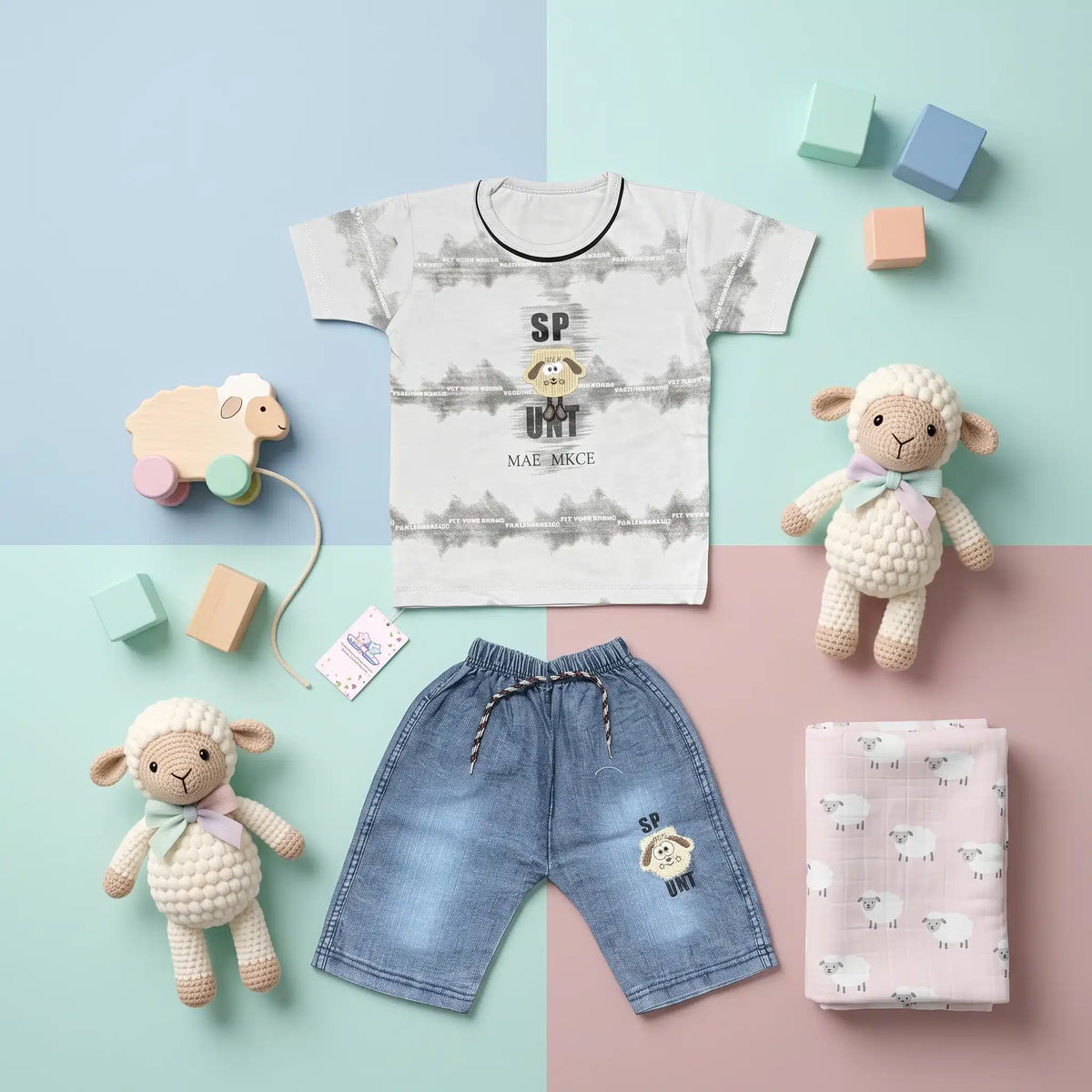 Boys' Tie-Dye Tee & Denim Shorts Set