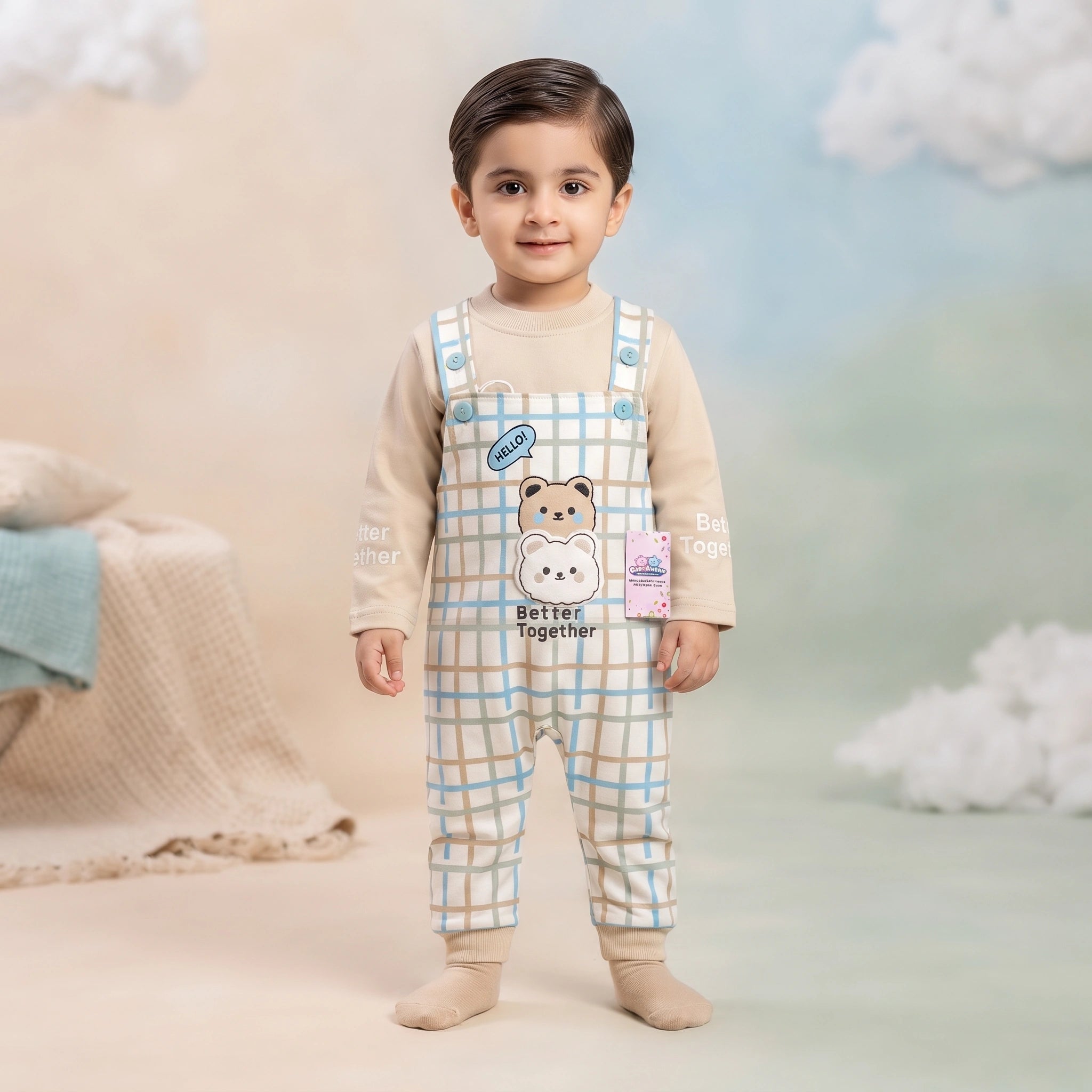 Better Together Bear Pocket Baby Dungaree Set