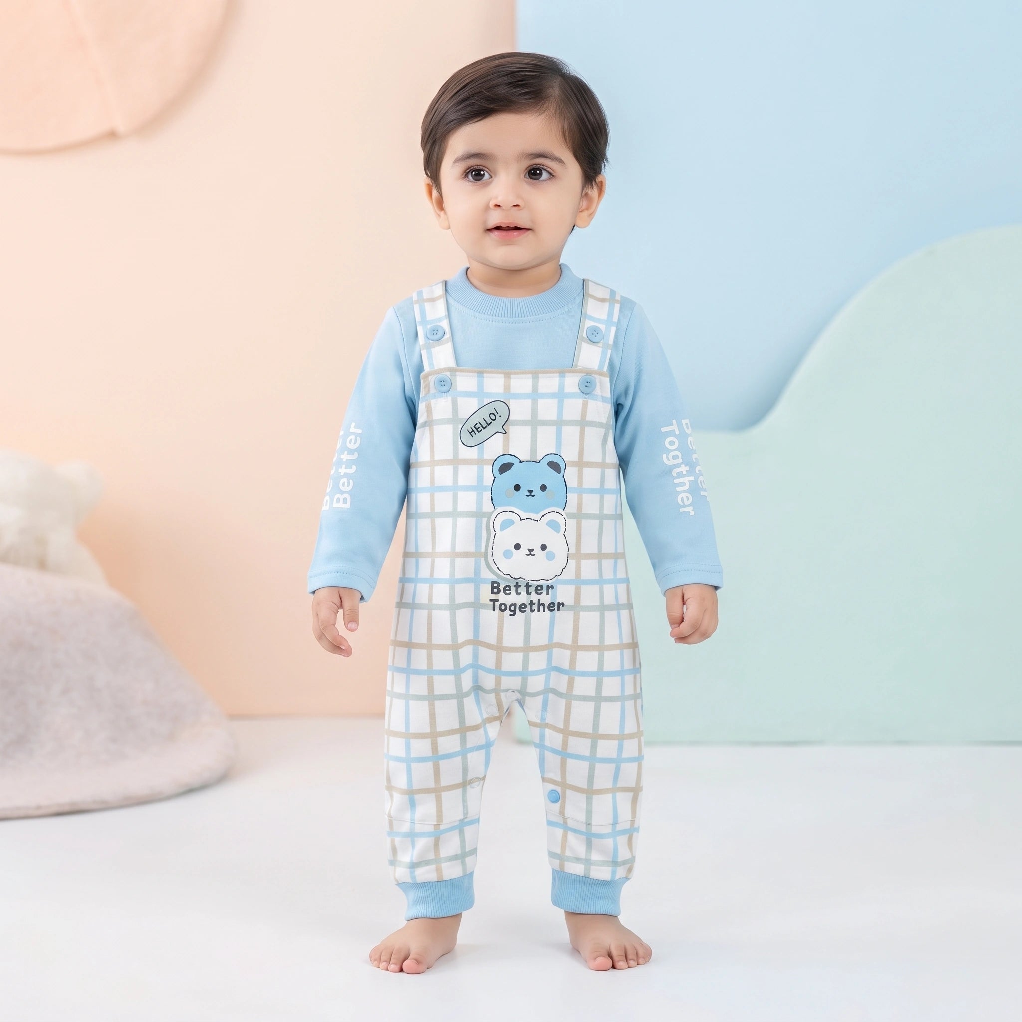 Better Together Bear Pocket Baby Dungaree Set
