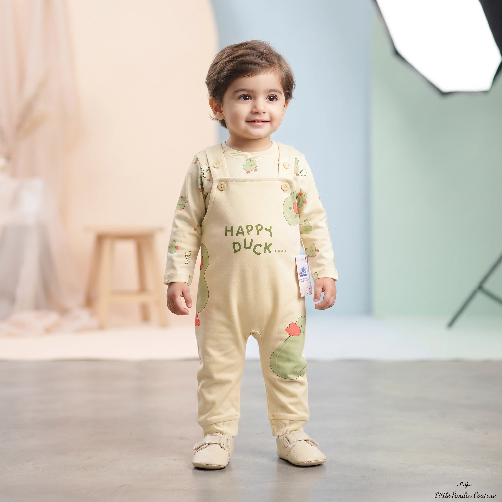 Happy Duck Baby Dungaree Set