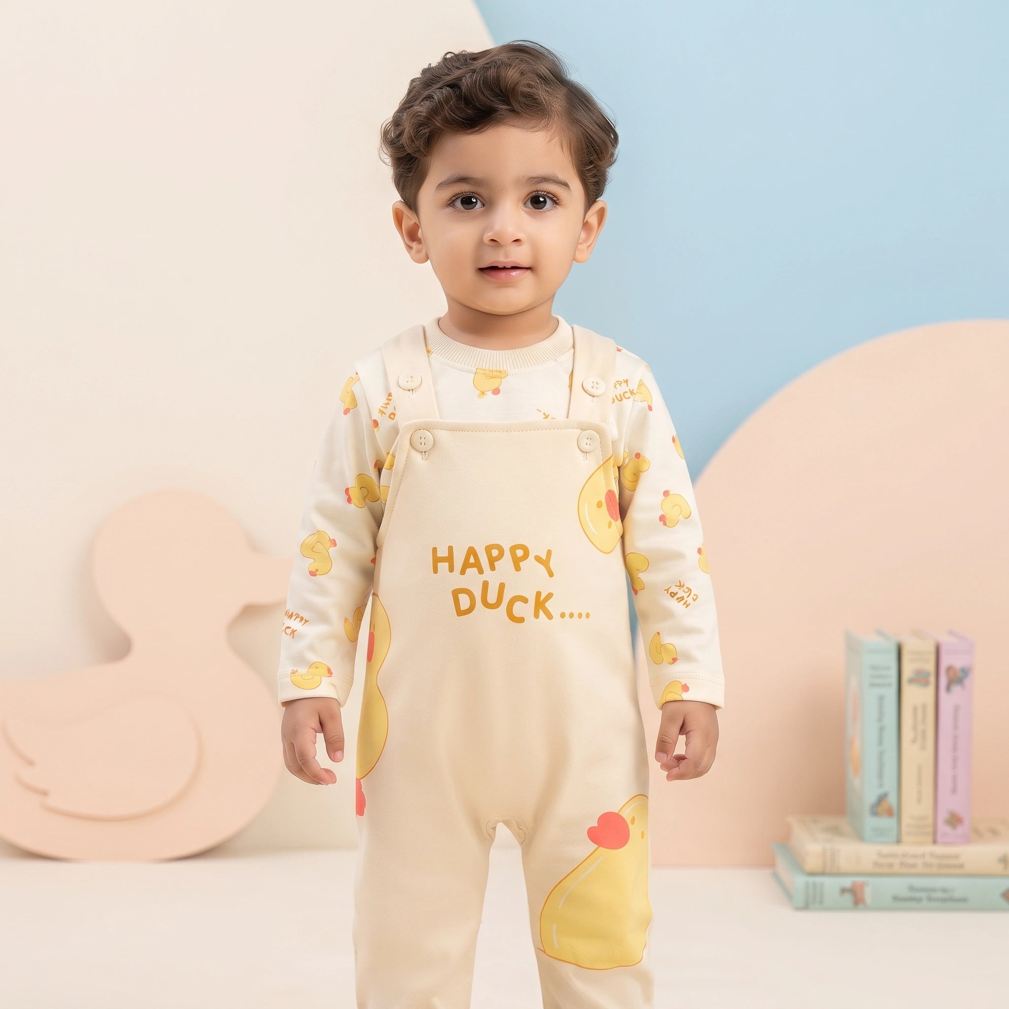 Happy Duck Baby Dungaree Set