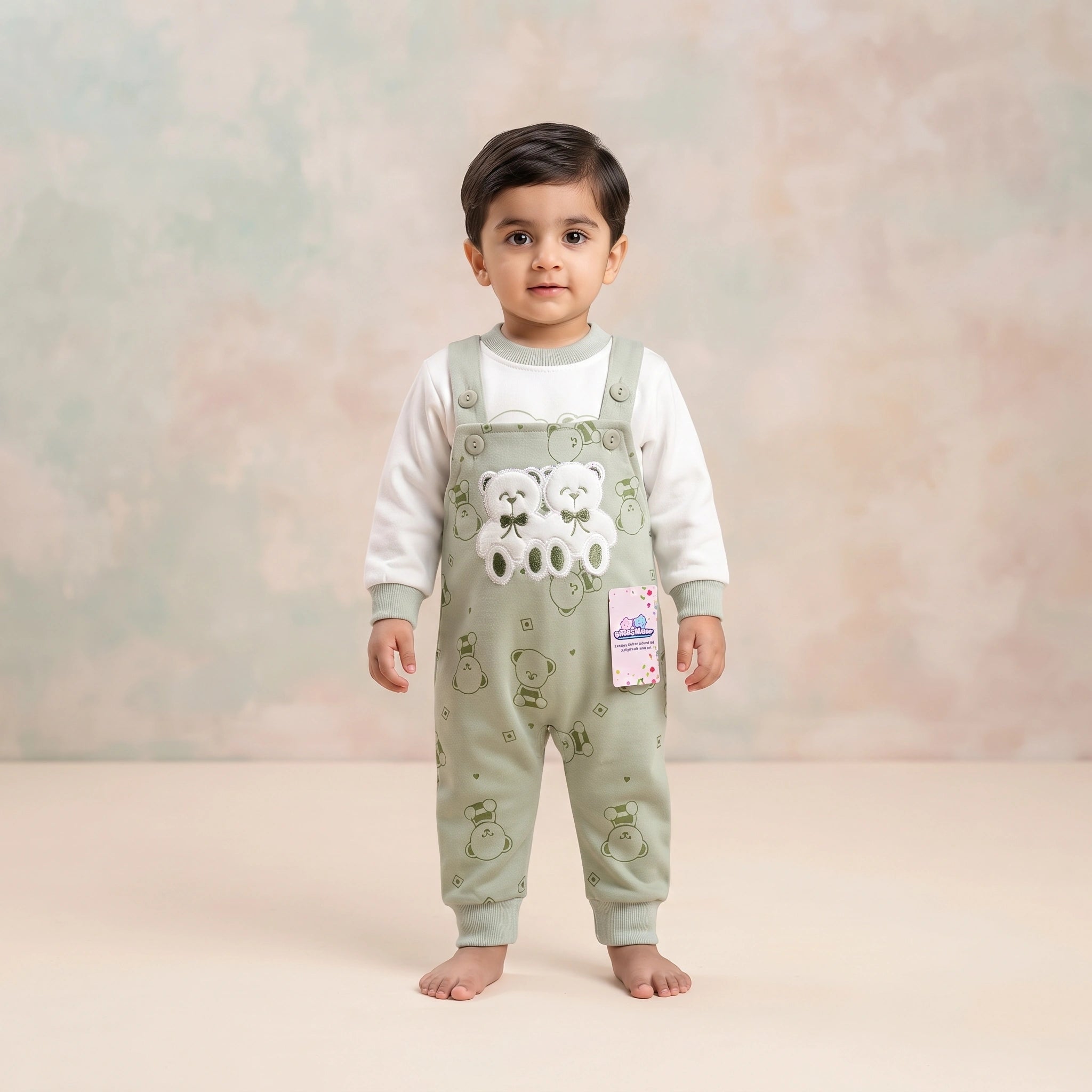 Bear Couple Baby Dungaree Set
