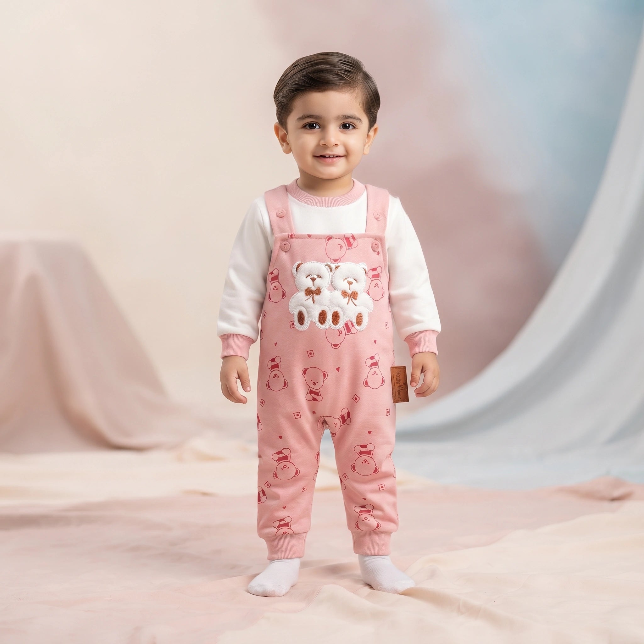 Bear Couple Baby Dungaree Set
