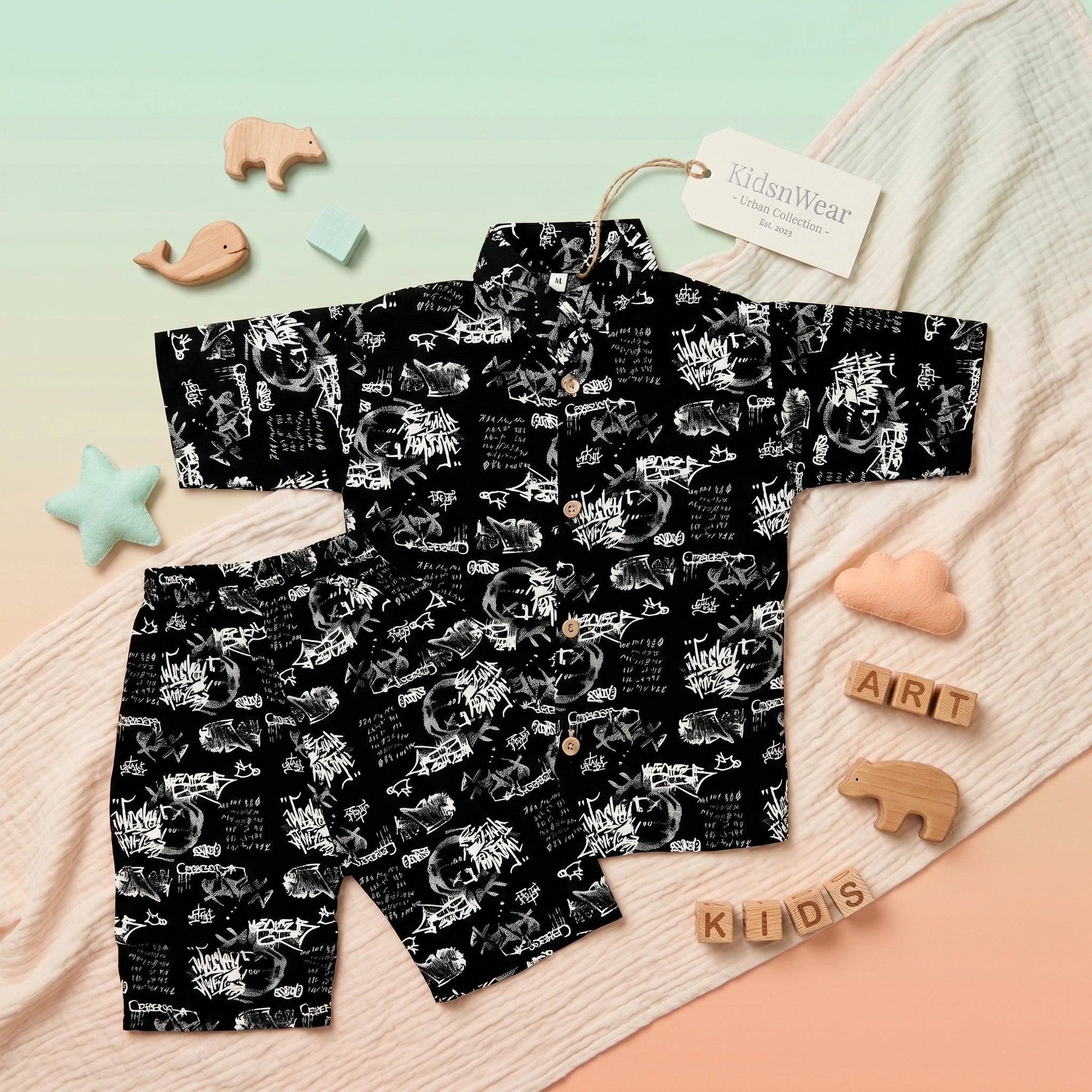 Boys' Urban Graffiti Shirt & Shorts Set