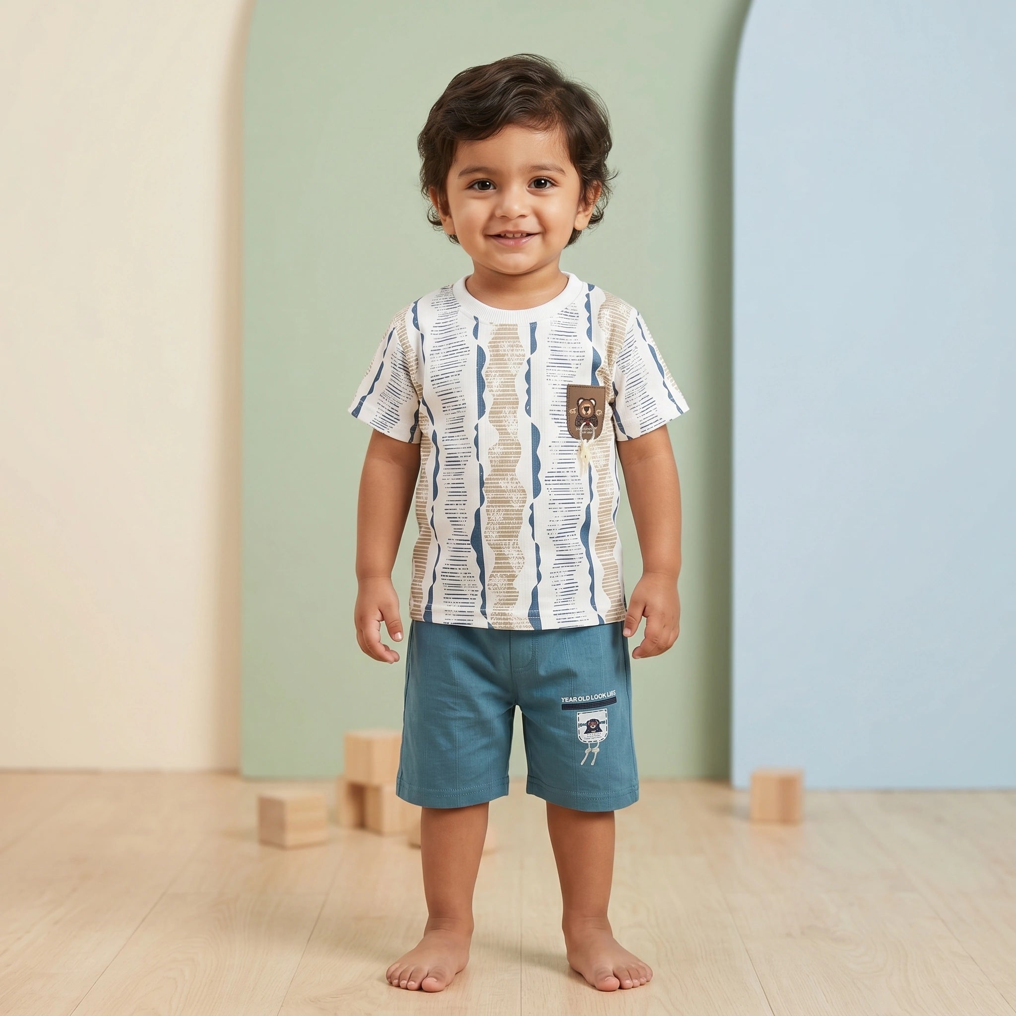Boys' Stripe Tee & Cargo Shorts Set