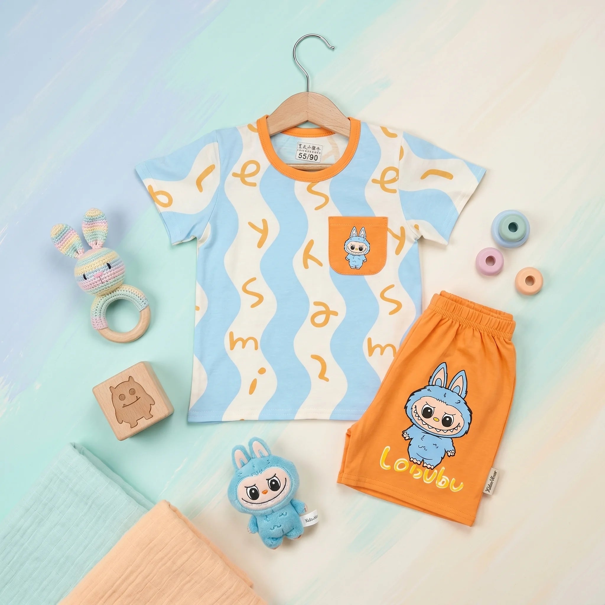 Boys' Wave Print Tee & Shorts Set