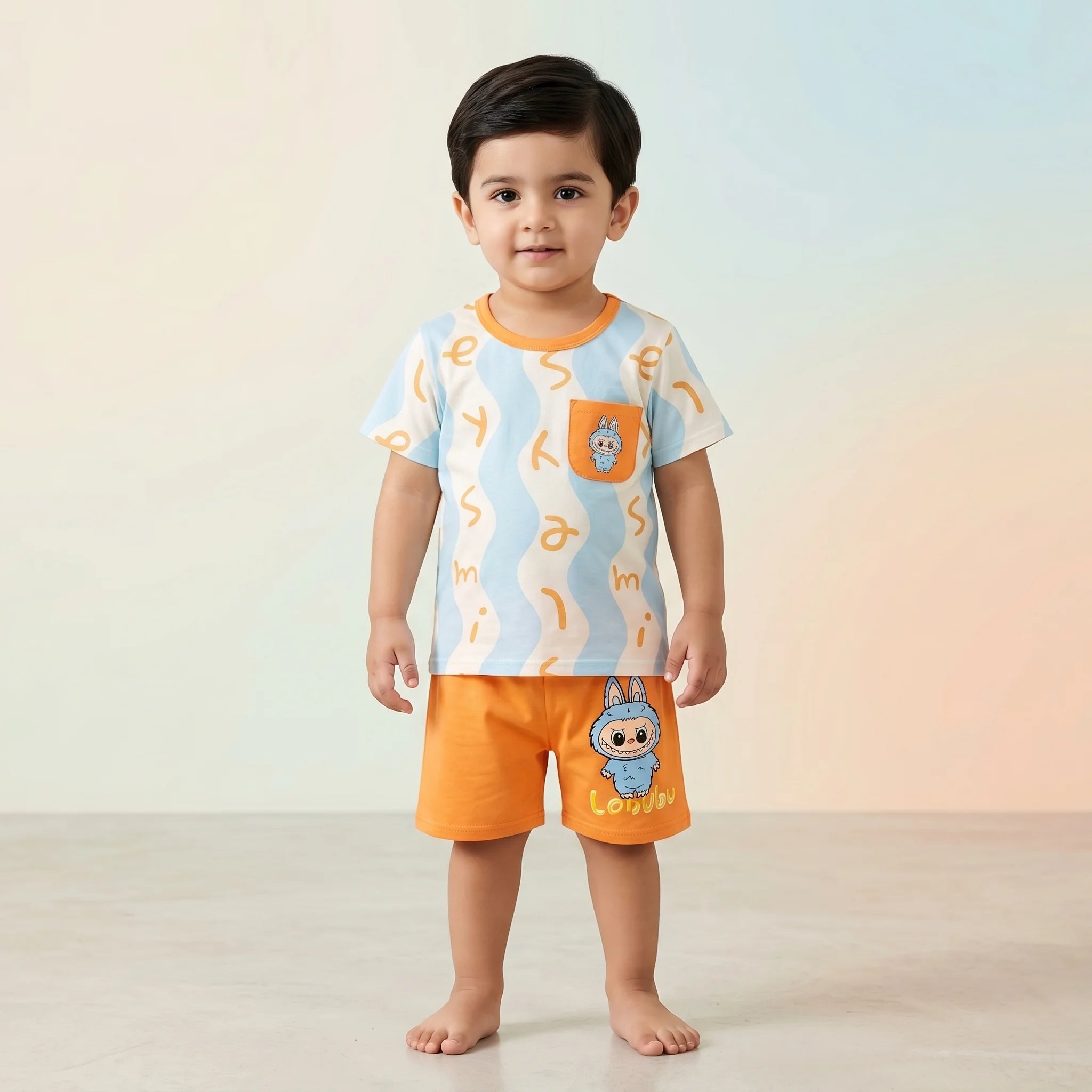 Boys' Wave Print Tee & Shorts Set