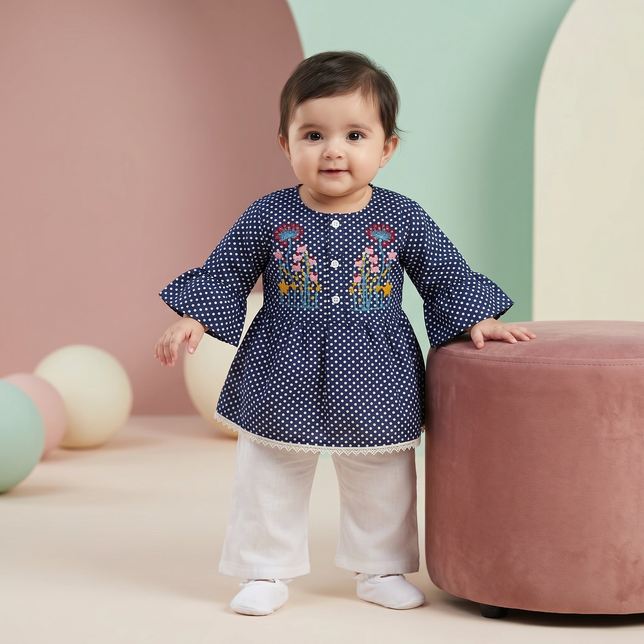 Baby Girls' Floral Peplum & Trouser Set