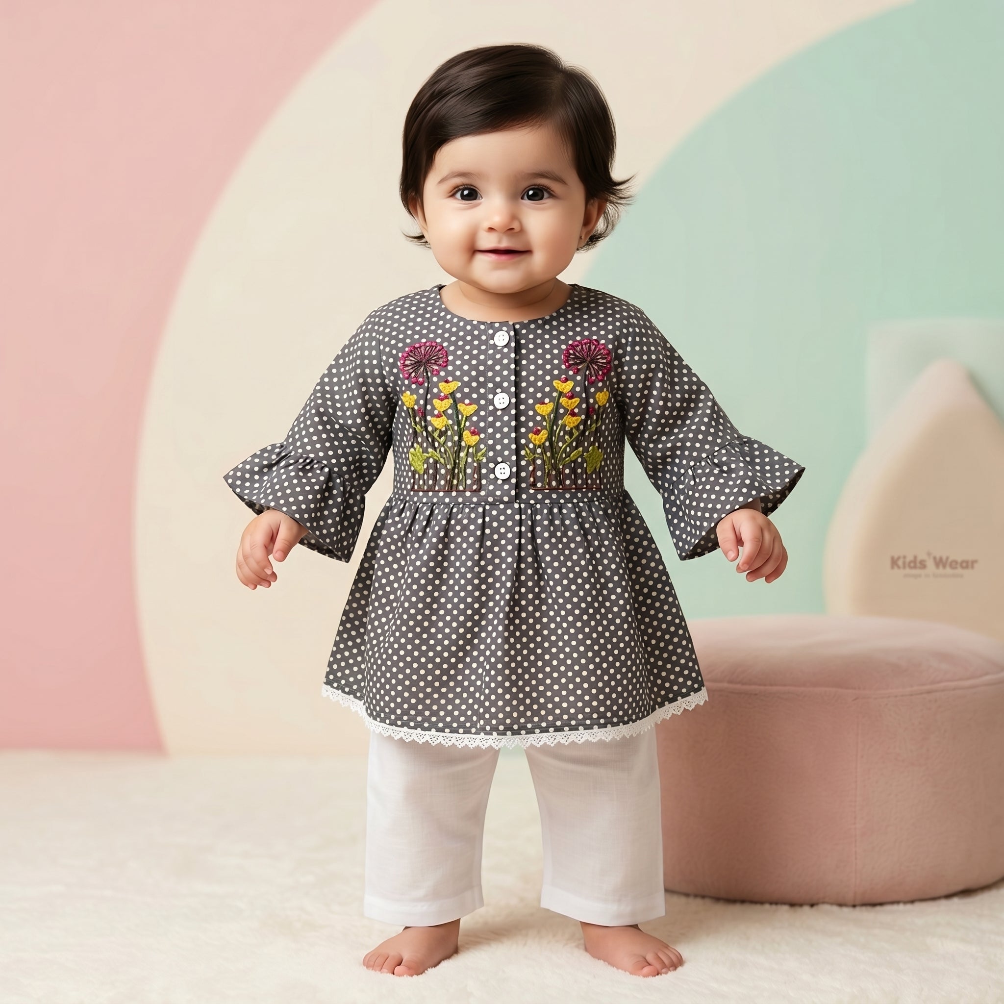 Baby Girls' Floral Peplum & Trouser Set