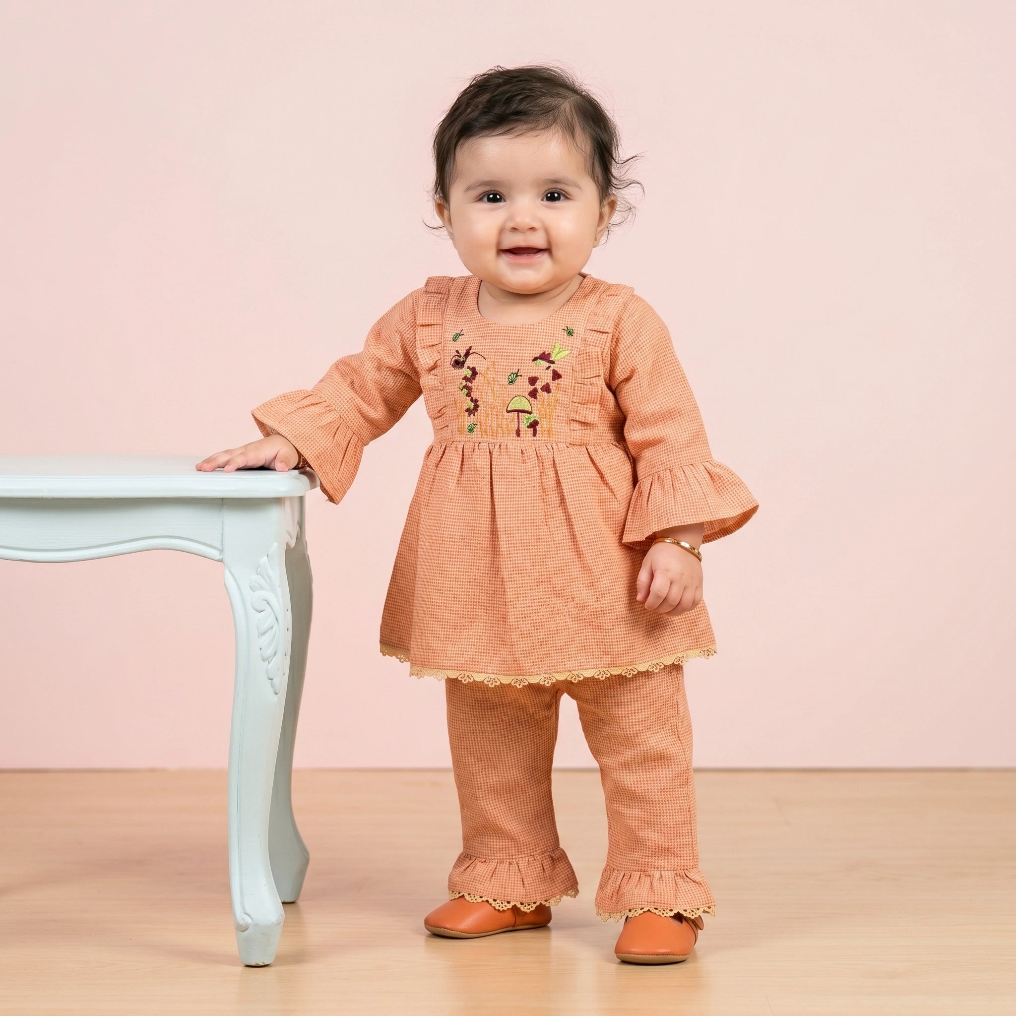 Baby Girls' Embroidered Peplum & Trouser Set