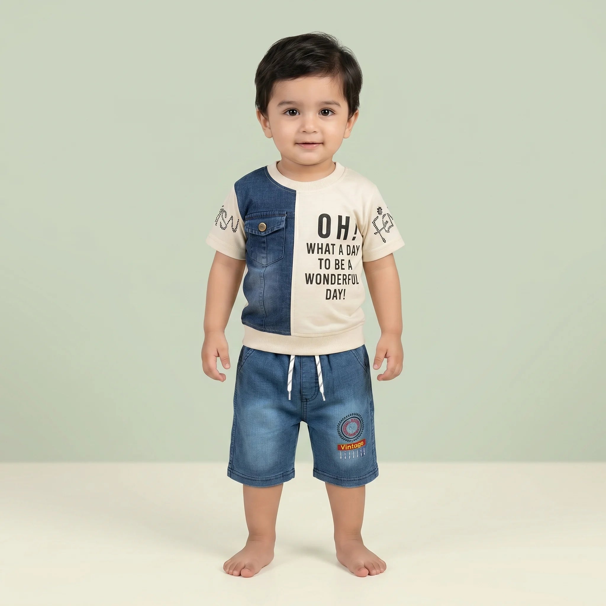 Boys' Graphic Tee & Denim Shorts Set
