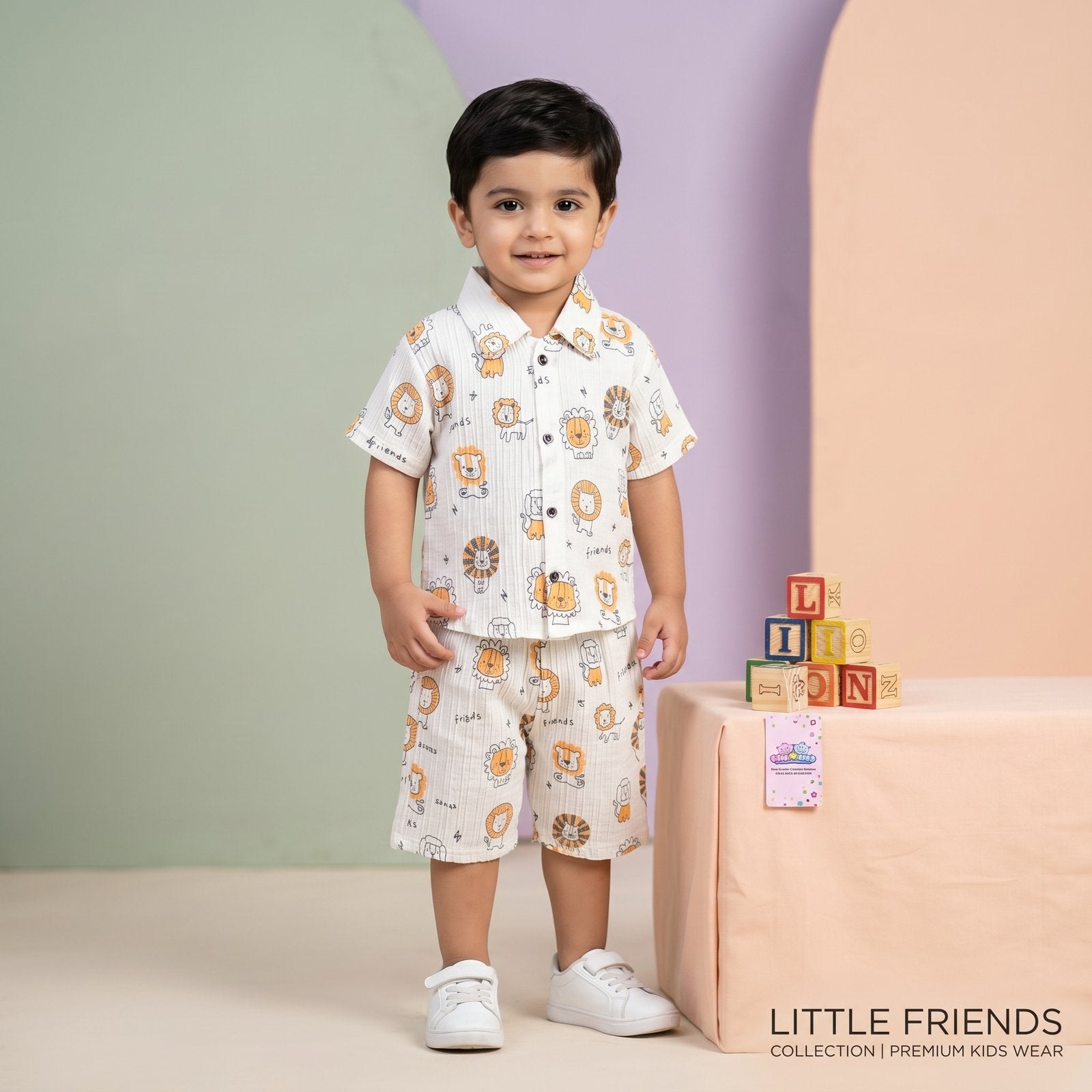 Boys' Lion Print Shirt & Shorts Set