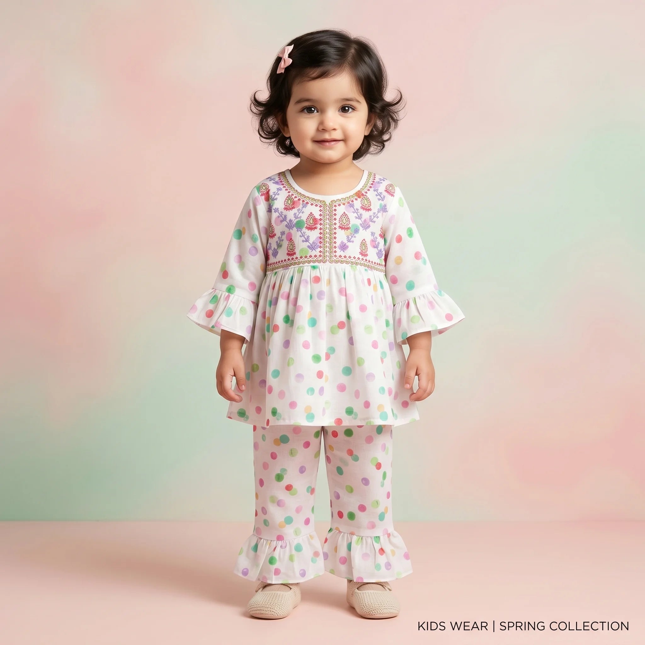 Baby Girls' Embroidered Tunic & Ruffled Trouser Set