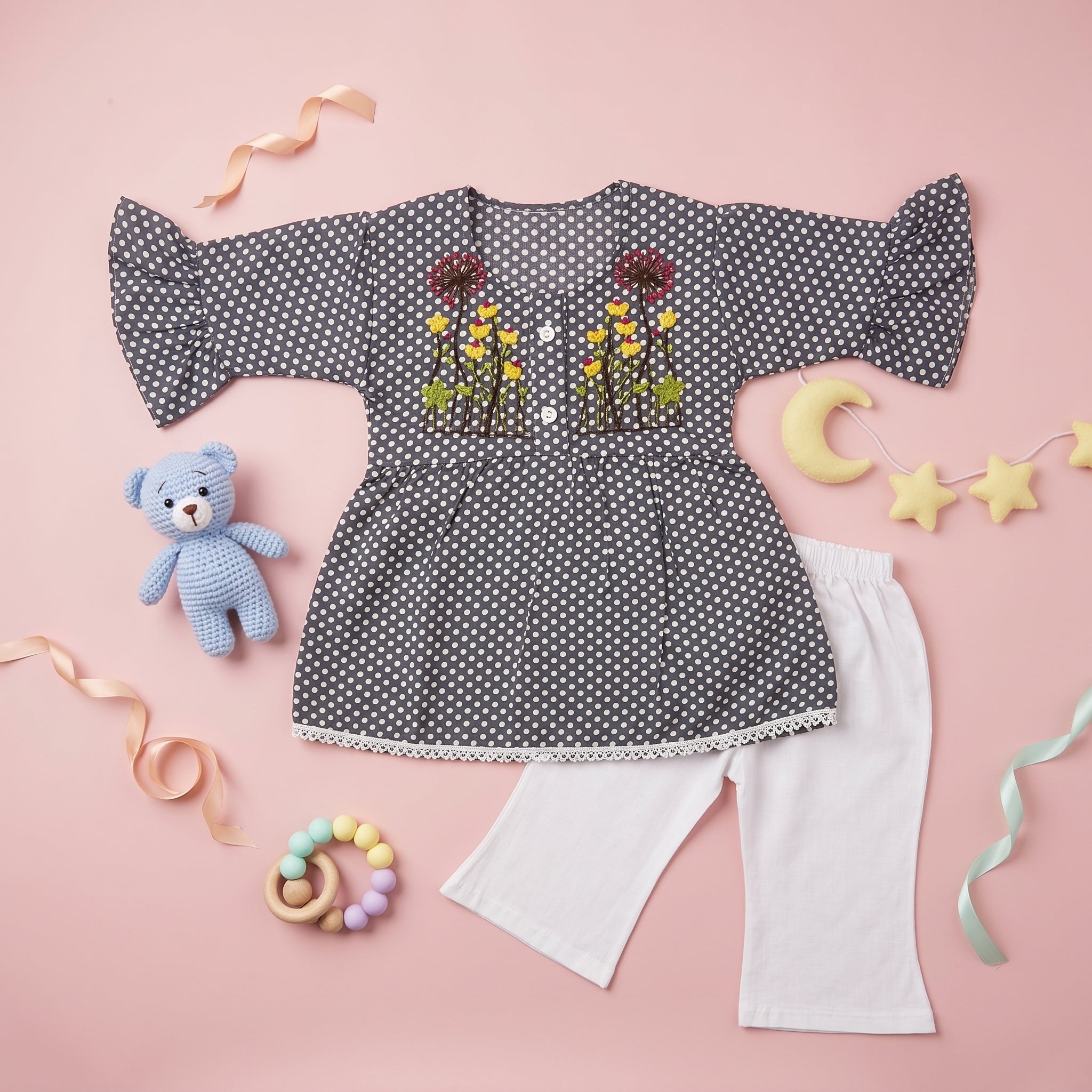 Baby Girls' Floral Peplum & Trouser Set