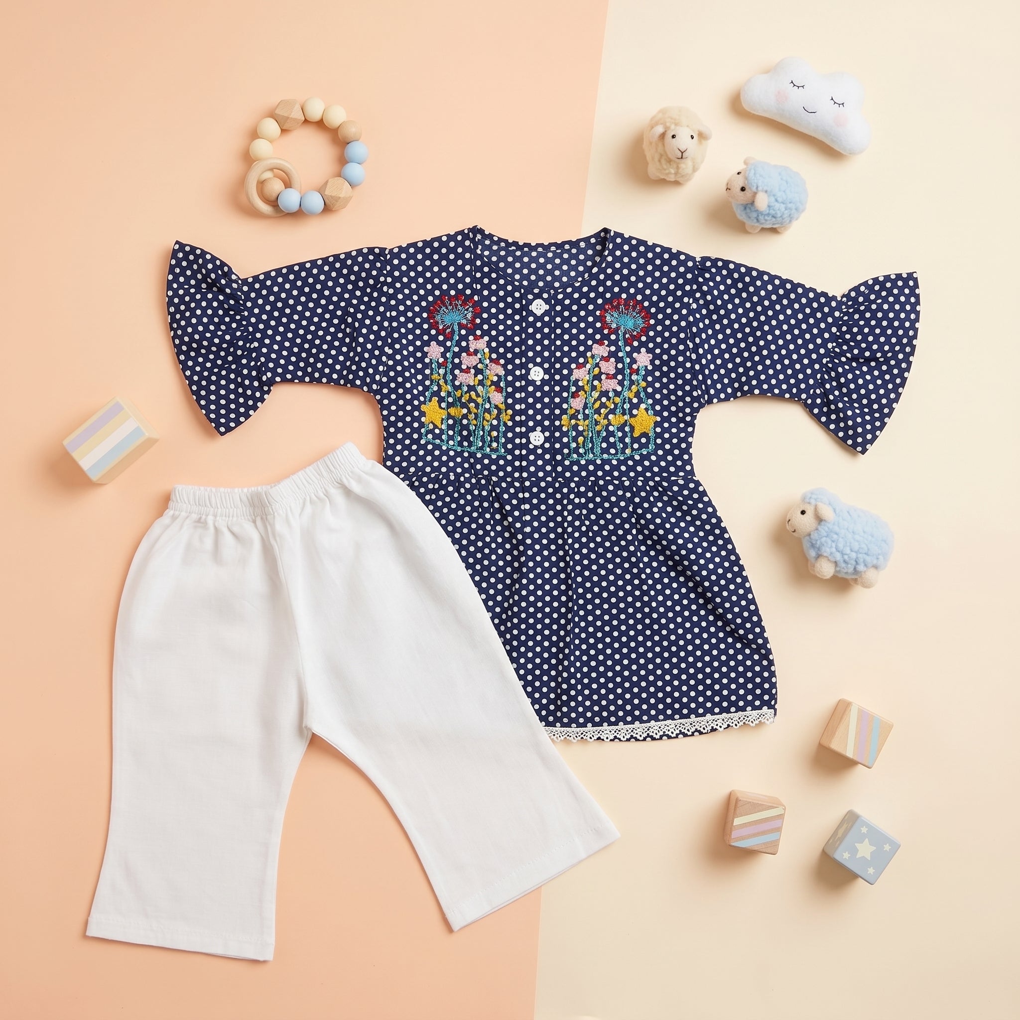 Baby Girls' Floral Peplum & Trouser Set