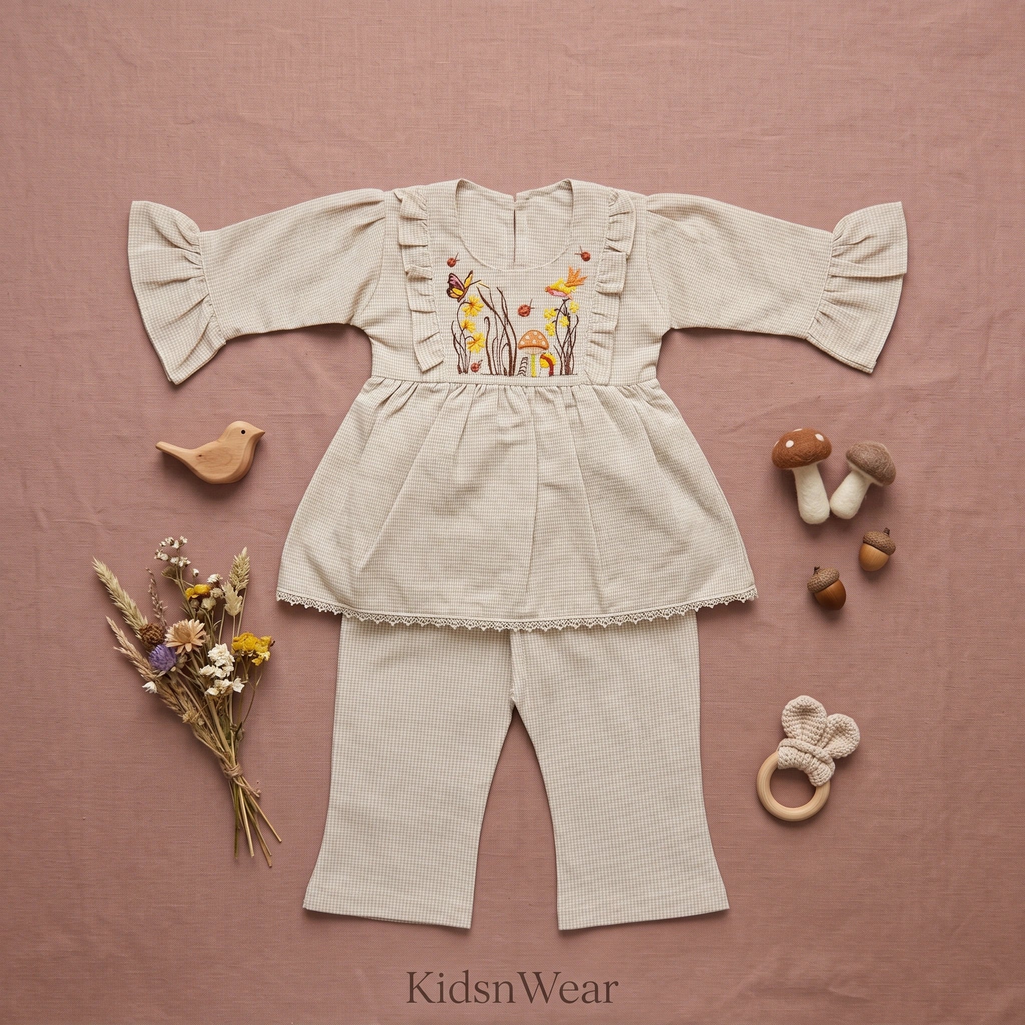 Baby Girls' Embroidered Peplum & Trouser Set