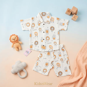 Boys' Lion Print Shirt & Shorts Set