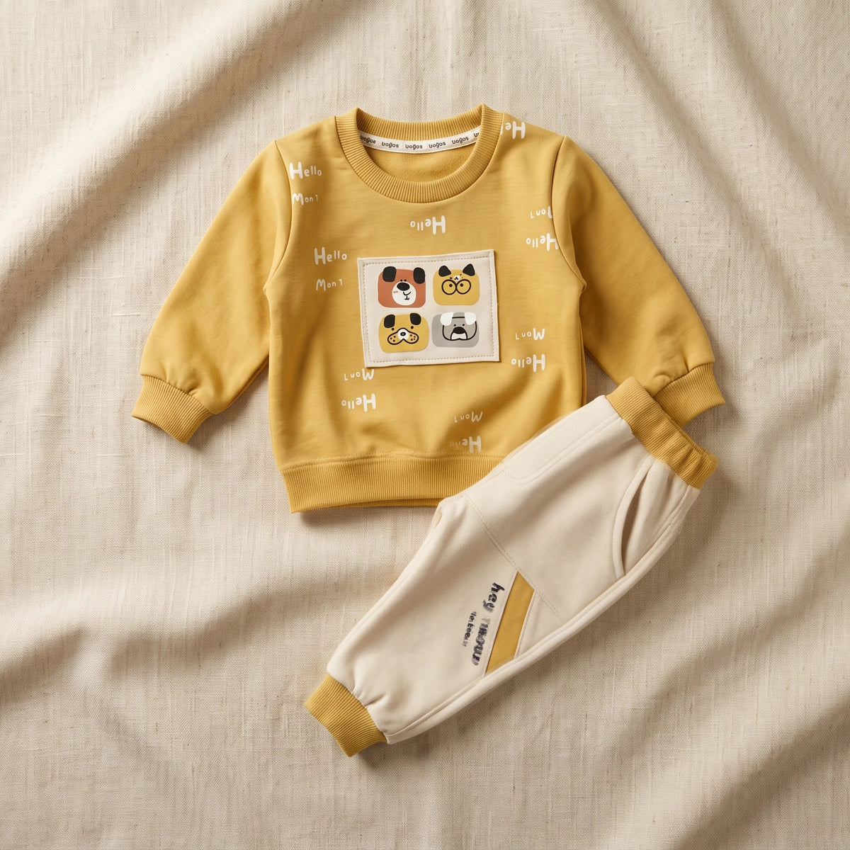 KidsNWear Little Pals Printed Sweatshirt & Jogger Set