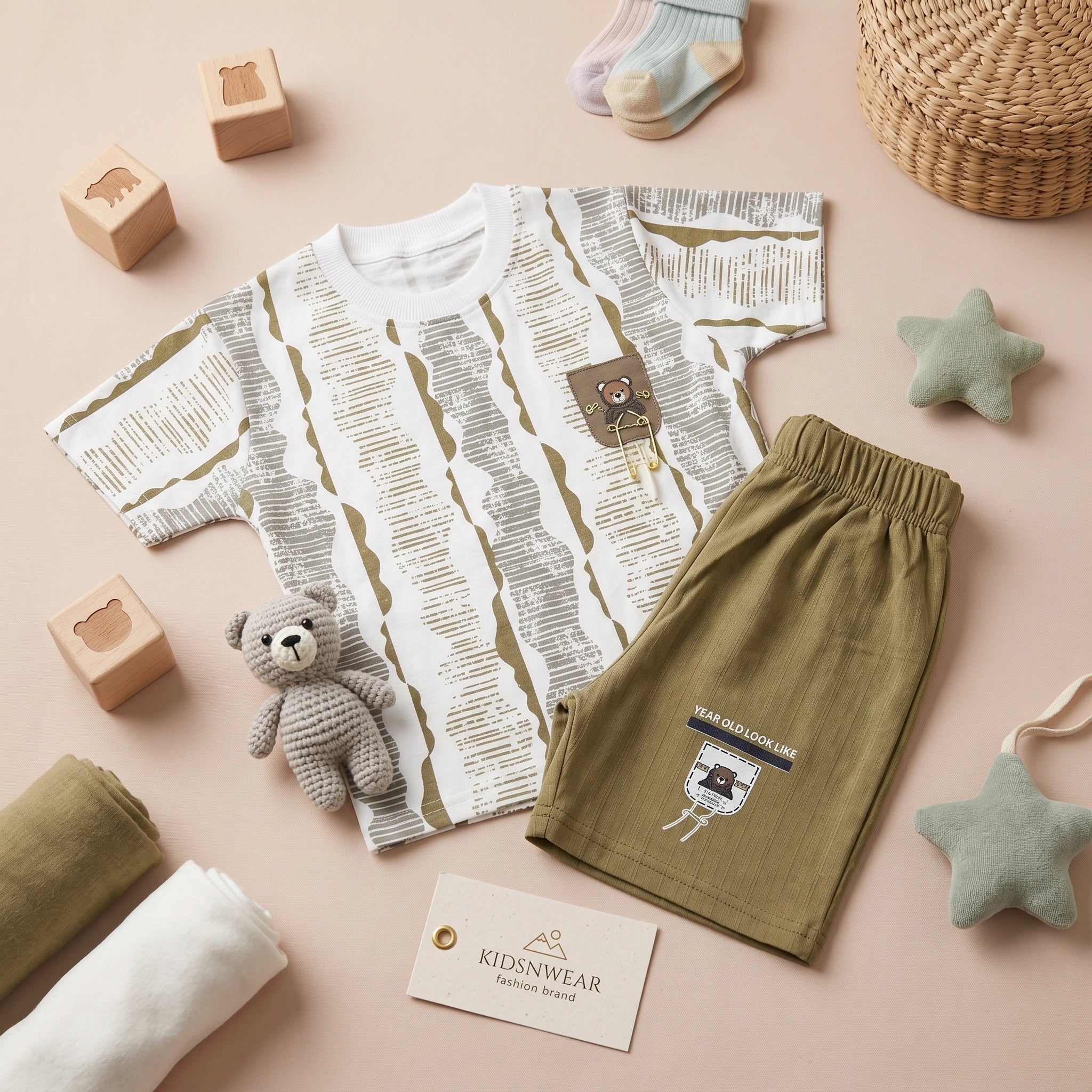 Boys' Stripe Tee & Cargo Shorts Set
