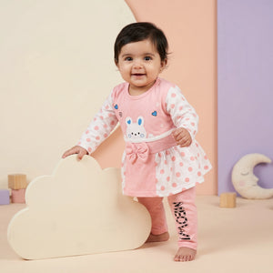 KidsnWear Meow Collection Baby Girl Frock & Pajama Set