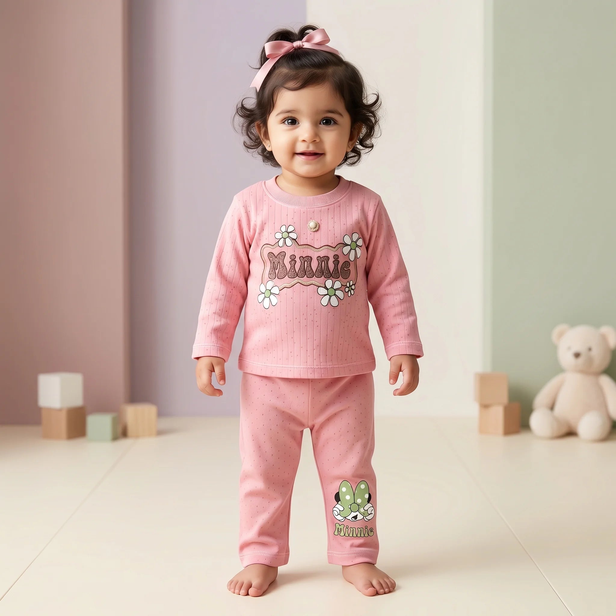 Baby Girls' Floral Mouse Lounge Set