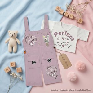 Girls' Love Dungaree & Tee Set