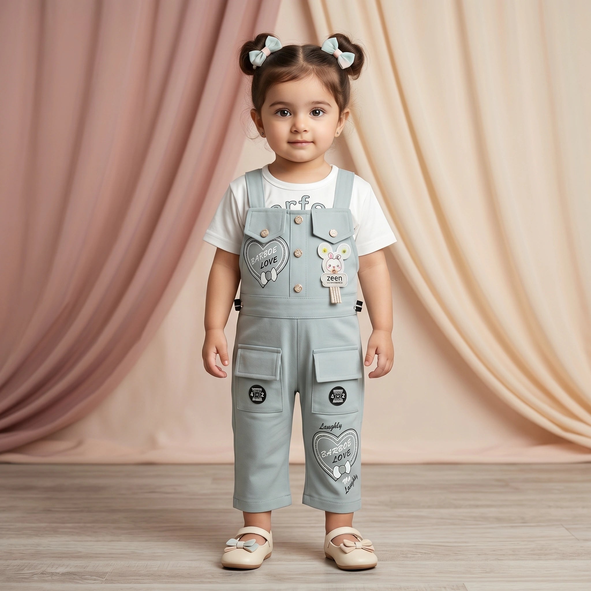 Girls' Love Dungaree & Tee Set
