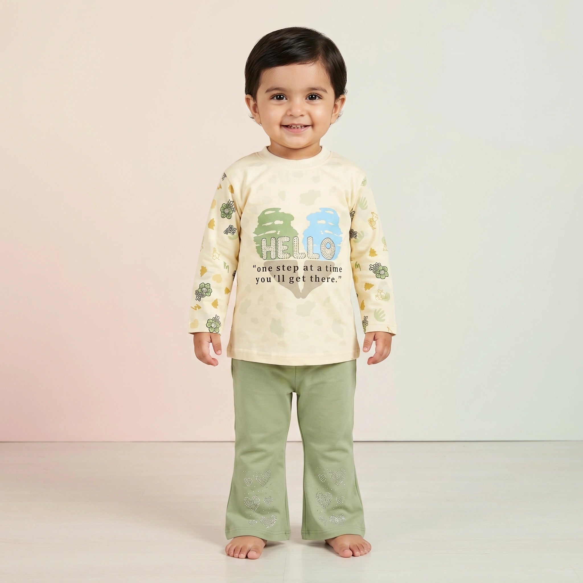 Girls' Hello Tee & Flared Pants Set
