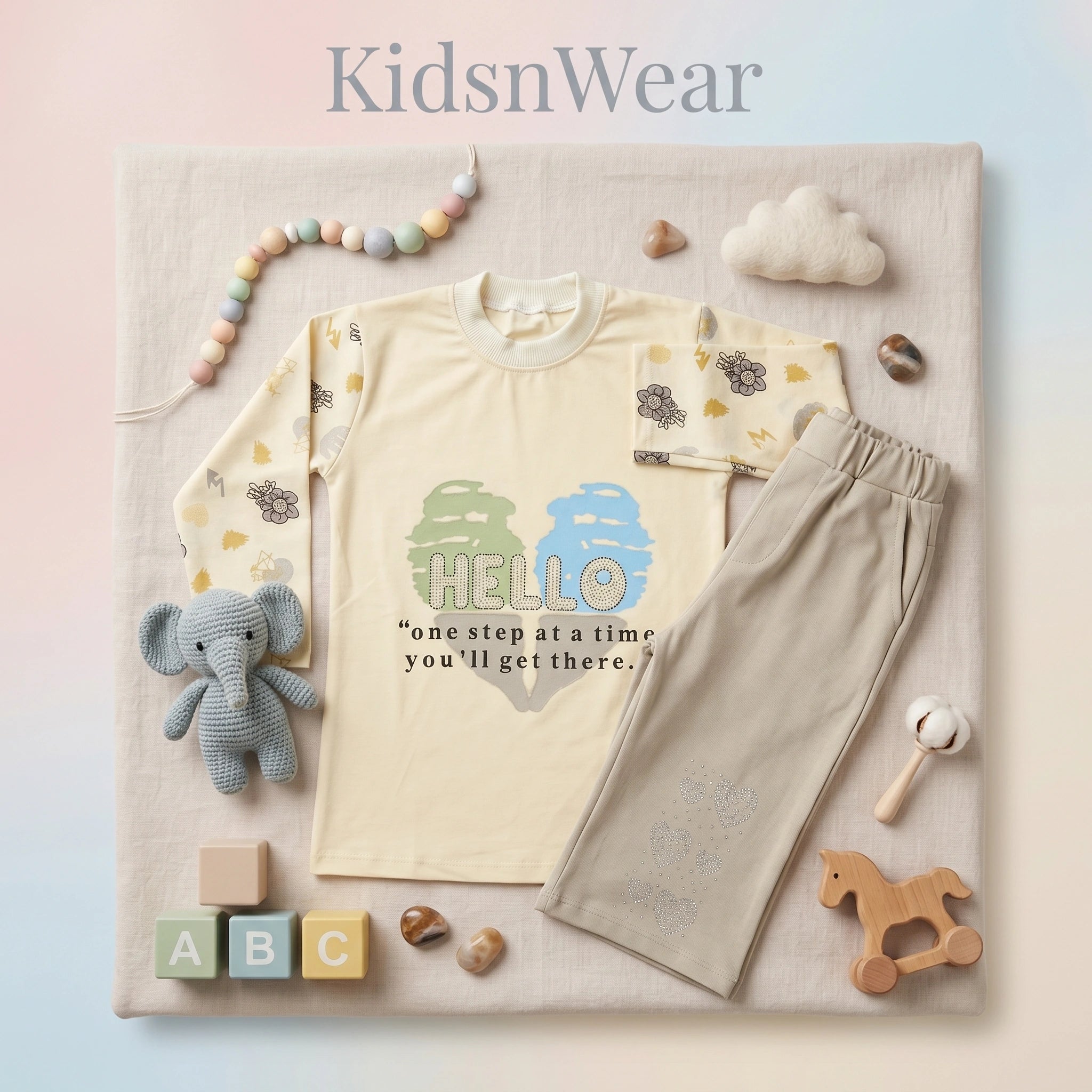 Girls' Hello Tee & Flared Pants Set